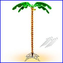 2PCS 4.5 FT & 5.5 FT Tropical LED Rope Light Palm Trees Pre-Lit Artificial Decor