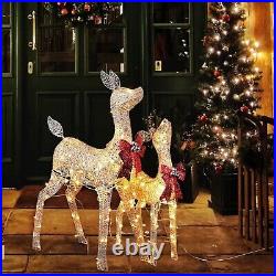 2PCS Christmas Deer Reindeer 160 LED Light Lawn Yard Xmas Outdoor Decoration