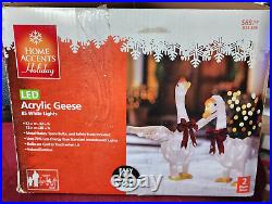 2 Christmas Holiday LED Twinkling Acrylic Geese Pre-lit Yard Art