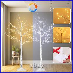 2-Pack 4FT Smart Color Changing LED Birch Christmas Trees, 96 Lights for Indoo