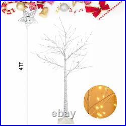 2-Pack 4FT Smart Color Changing LED Birch Christmas Trees, 96 Lights for Indoo