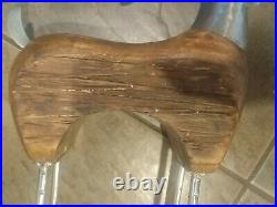 2 Pottery Barn Wood and Hammered Metal Reindeer Large small Christmas New Issue