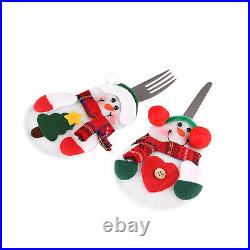 2x/4x Snowman Santa Claus Cutlery Bag Knife Fork Set Xmas New Year Tableware