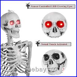 2x 5.5ft Halloween Life Size Skeleton with LED Eyes Creepy Sound Halloween Decor