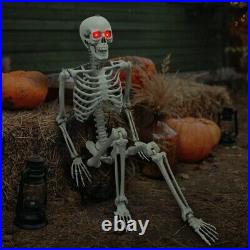 2x 5.5ft Halloween Life Size Skeleton with LED Eyes Creepy Sound Halloween Decor