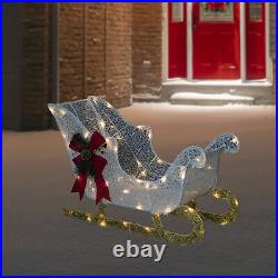30.25 LED Lighted Glittery White Sleigh Outdoor Christmas Decoration