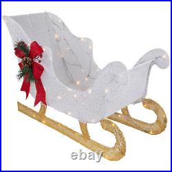 30.25 LED Lighted Glittery White Sleigh Outdoor Christmas Decoration