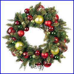30 In. Artificial Pre-Lit LED Festive Holiday Wreath