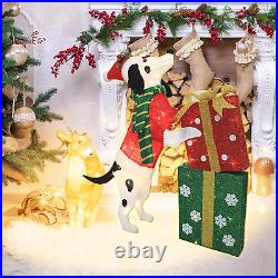 31In Christmas Dachshund Dog Decoration with LED Lights, Dalmatians Outdoor Disp