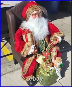 31 Santa Claus Sitting in Wing Chair Holiday Christmas Display presents toys