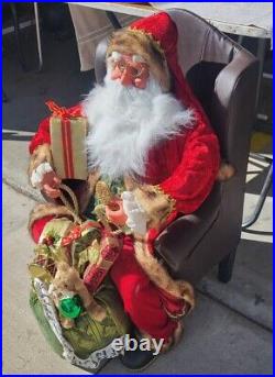31 Santa Claus Sitting in Wing Chair Holiday Christmas Display presents toys