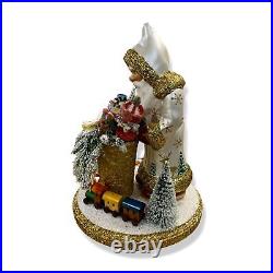 $350 Ino Schaller Ivory Pearl Santa & Gifts Handmade Paper Mache Doll Figurine