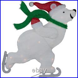 36.25 Lighted Skating Polar Bear Christmas Decoration