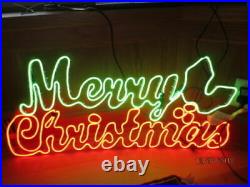 36 LED NEON Prelit MERRY CHRISTMAS Sign CURSIVE Holly Outdoor Yard Lighted NIB