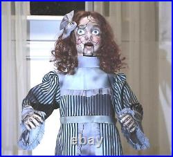 36 Talking CRACKED VICTORIAN HAUNTED DOLL Moving Mouth Arms Head Halloween Prop
