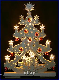 3D-Schwibbogen LED Tanne Tannenbaum mit Kugeln 44cm Erzgebirge Weihnachten Holz