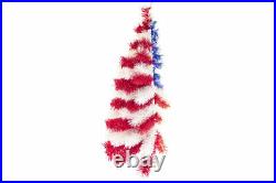 3FT 4TH of July Hanging Wall Christmas Tree Classic Tinsel Half Wall Decor 36'