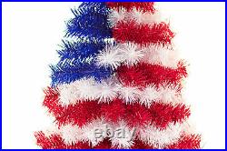 3FT 4TH of July Hanging Wall Christmas Tree Classic Tinsel Half Wall Decor 36'