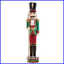 3.5ft Indoor Wooden Nutcracker Soldier with Movable Mouth Solid Wood Hand Paint