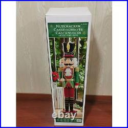 3.5ft Indoor Wooden Nutcracker Soldier with Movable Mouth Solid Wood Hand Paint