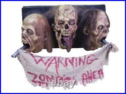 3 Faced Zombie Head Wall Halloween Haunted House 3D Art Walking Dead Sign Prop