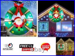 3 Ft Led Light Christmas Inflatable Santa In Wreath Blow Up Outdoor Yard Decor