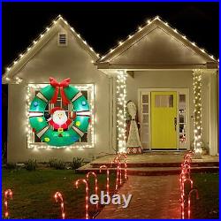 3 Ft Led Light Christmas Inflatable Santa In Wreath Blow Up Outdoor Yard Decor