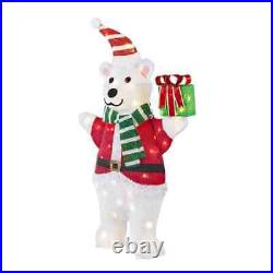 3 Ft Tall LED Holiday Tinsel Polar Bear Indoor Outdoor Christmas Yard Decoration