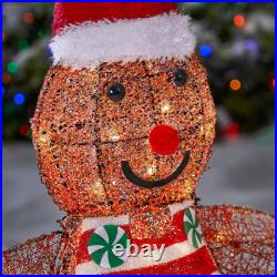 3 Ft. Warm White LED Gingerbread Girl and Boy Holiday Yard Decoration Christmas