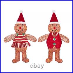 3 Ft. Warm White LED Gingerbread Girl and Boy Holiday Yard Decoration Christmas