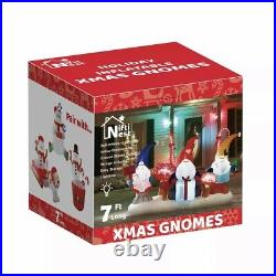 3 Gnomes Christmas Outdoor Decor Large Inflatable 7ft LED Xmas Decoration Sale