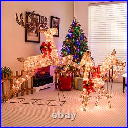 3 PCS Lighted Christmas Reindeer Family Set Holiday Decoration with 255 Lights