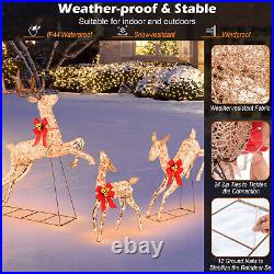 3 PCS Lighted Christmas Reindeer Family Set Holiday Decoration with 255 Lights
