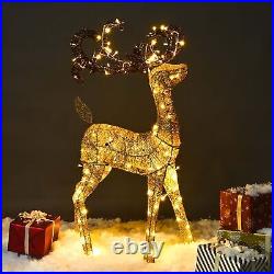 3 Piece Lighted Christmas Deer Family Set Reindeer Outdoor Decorations With LED