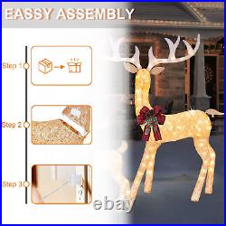 (3 Piece) Lighted Reindeer Family Set with 210 Lights Large Xmas Holiday Light u