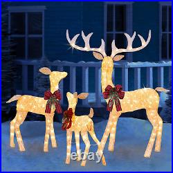 (3 Piece) Lighted Reindeer Family Set with 210 Lights Large Xmas Holiday Light u