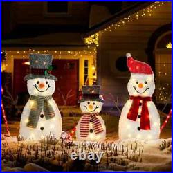 3 Pieces Christmas Snowman Outdoor Decorations with Led Warm White Lights