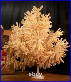 3' White Flocked Christmas Tree, Vintage Christmas Holiday Seasonal Decor