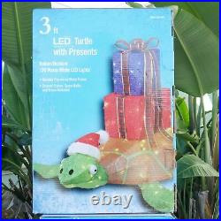 3 ft 120-Light LED Turtle with Presents Outdoor Christmas Yard Decor Tropical