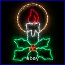 40 Candle with Holly LED Rope Light Hanging Outdoor Christmas Decoration