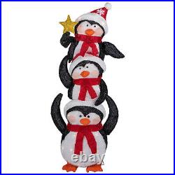 41 Lighted Stacked Penguin Family Outdoor Christmas Decoration