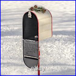 42 Tall Metal Standing Santa's Mail Christmas Mailbox with Light-up LED Wreath
