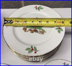 44 pieces Christmas China by Holiday Hostess 12 Dinner 12 Salad 12 Saucers 8 Cup