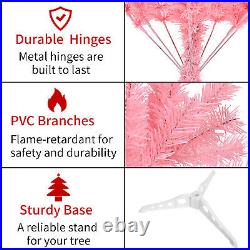 450 Branch Christmas Tree pink for Home Decor, 6 Ft Folding Artificial Tinsel