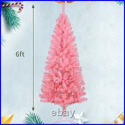 450 Branch Christmas Tree pink for Home Decor, 6 Ft Folding Artificial Tinsel