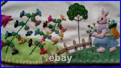 46 Hand made Wool Flannel Flowers RABBIT Bunny Applique EASTER Table Runner