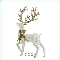 46 Lighted 2-D Silver Glitter Reindeer Outdoor Christmas Decoration