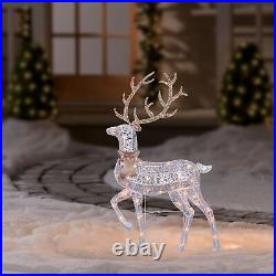 46 Lighted 2-D Silver Glitter Reindeer Outdoor Christmas Decoration