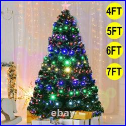 4FT 5FT 6FT 7FT Pre-Lit Realistic Artificial Holiday Christmas Tree and Stand US