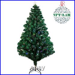 4/5/6/7FT Pre-Lit Fiber Optic Artificial Christmas Tree Multicolor Lights Stand
